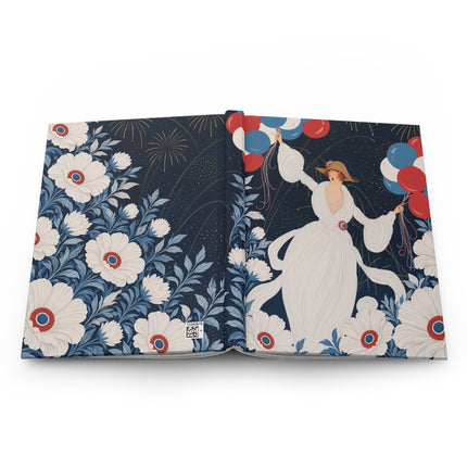 🎆🌸 The Lady Of The Fireworks Garden Hardcover Journal – Art Deco Celebration Fantasy