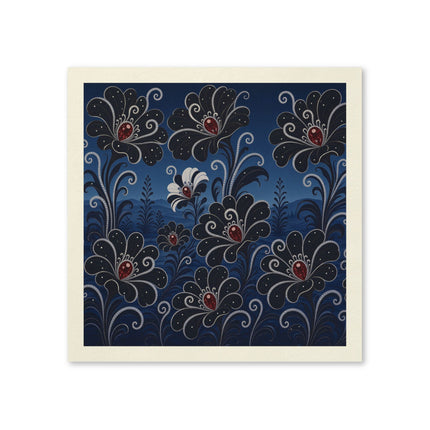 🌙🖤 The Midnight Jewel Flower Garden Napkins – Art Deco Botanical Elegance