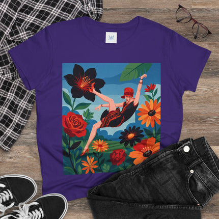 🌺✨ The Lady In The Fabulous Flowers Cotton Tee – Art Deco Floral Fantasy