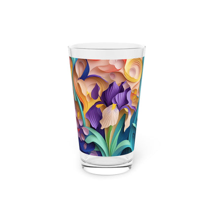 The Elegant Iris Flower Glass, 16oz