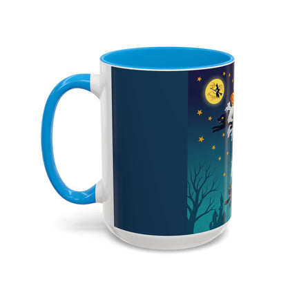 🐈‍⬛🎃 The Flying Black Cats Of Halloween Colorful Mug – Whimsical Storybook Charm