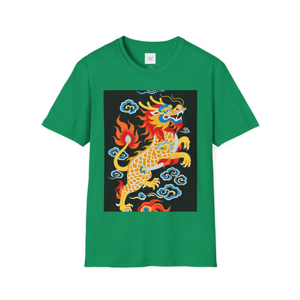 🐅🔥 The Golden Fire Tiger Softstyle T-Shirt – Celestial Flames & Eastern Fantasy