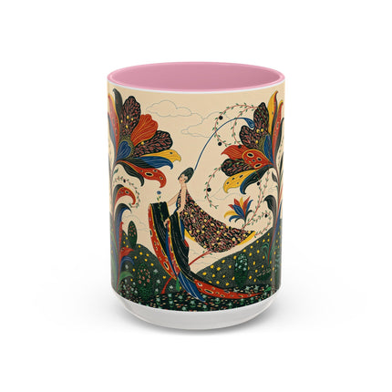 🌺🦋 The Enchanted Floral Voyage Colorful Mug – Art Deco Botanical Whimsy