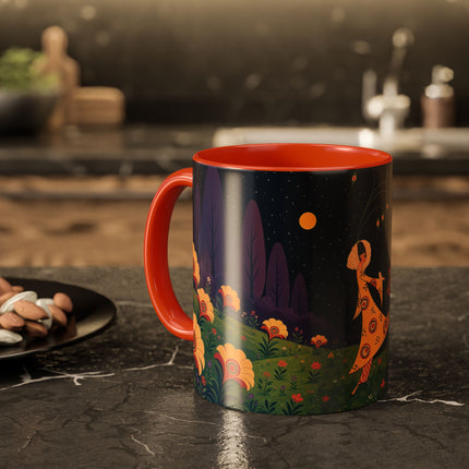 🌙🌼 The Moonlit Floral Dancer Colorful Mug – Art Deco Garden Fantasy