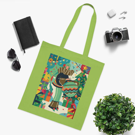 🎄🎁 The Lady Of The Christmas Ornament Cotton Tote Bag – Art Deco Holiday Fantasy