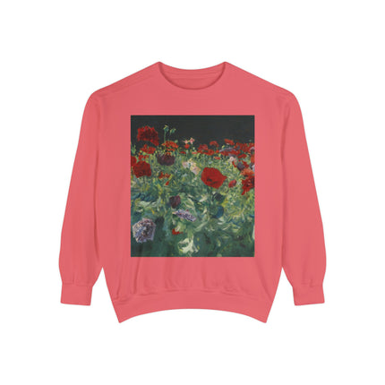 Poppies (A Study of Poppies for Carnation, Lily, Lily, Rose) by John Singer Sargent Unisex Garment-Dyed Sweatshirt