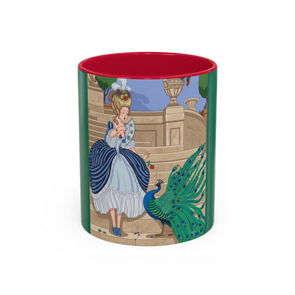 The Peacock's Admiration Colorful Mug (11oz, 15oz) – Rococo Elegance, Peacock Beauty & Garden Charm