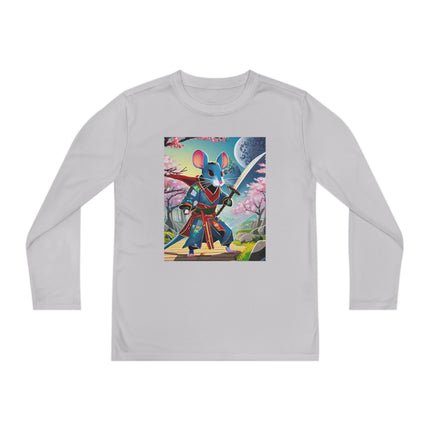 Cyber Samurai Rat Youth Long Sleeve Competitor Tee – Neon Warriors & Futuristic Adventure