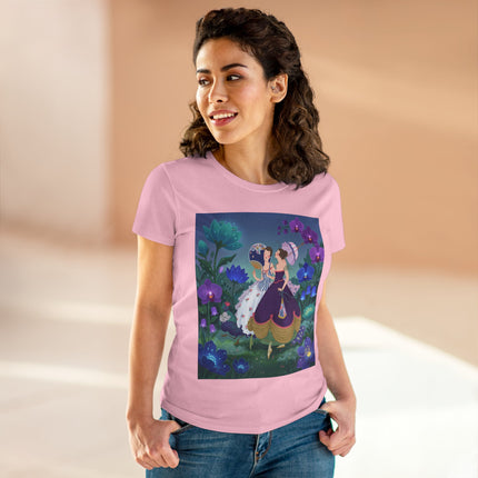 💜🌸 The Ladies Of The Enchanted Garden Cotton Tee – Art Deco Fashion Illustration