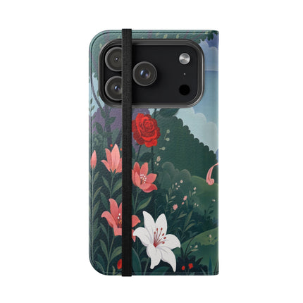 🌹💌 The Garden Of Blown Kisses Flip Case – Art Deco Floral Romance
