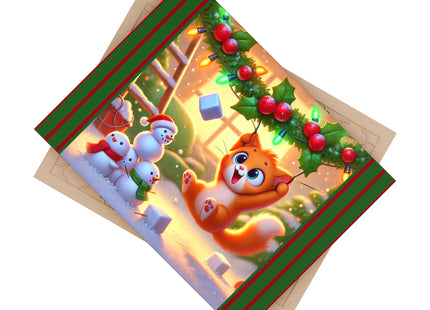 Naughty or Nice Kitten Christmas Ceramic Tile
