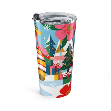 🎁🌸 The Lady Of The Striped Christmas Garden Tumbler – Art Deco Holiday Fantasy