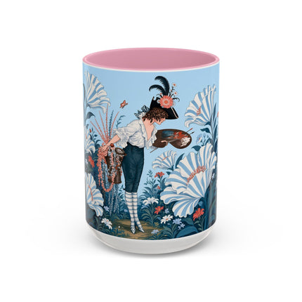 🎨💙 The Enchanted Garden Artist Colorful Mug – Art Deco Floral Whimsy