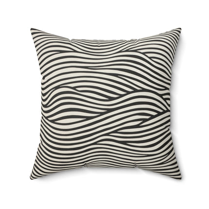 Wave Pattern on White Spun Polyester Square Pillow
