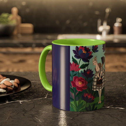 The Lady Of The Lotus Garden Colorful Mugs – Art Deco Botanical Elegance