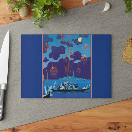 Fireworks in Venice by George Barbier Glass Cutting Board