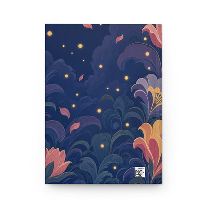 🌙🌸 The Lady Of The Moonlit Flower Garden Hardcover Journal – Art Deco Floral Nighttime Romance