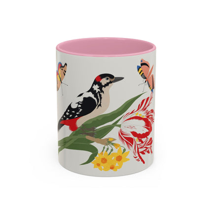 Woodpecker & Tulip Colorful Mugs – Vibrant Spring & Bold Beauty