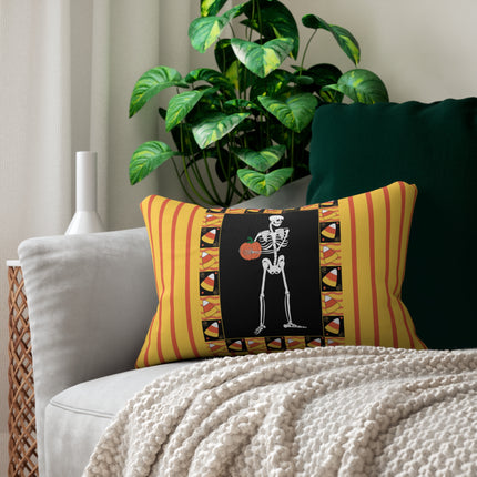 Candy Corn Skeleton Spun Polyester Lumbar Pillow
