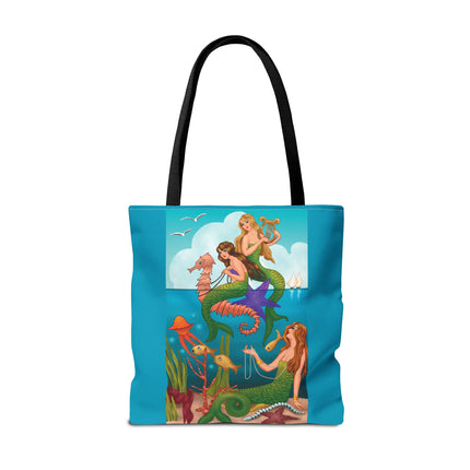 Three Mermaids with Strings of Pearls by Carlo Chiostri Tote Bag (AOP)