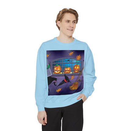 Whimsical Halloween Mischief Unisex Garment-Dyed Sweatshirt