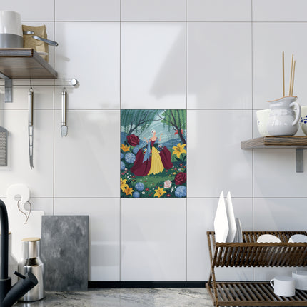 🌹🌿 The Willow Garden Promenade Ceramic Tile – Art Deco Floral Elegance
