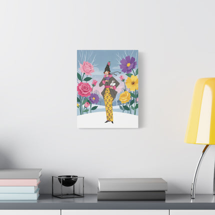 🐇🌹 The Lady With The White Rabbit Matte Canvas – Art Deco Winter Garden