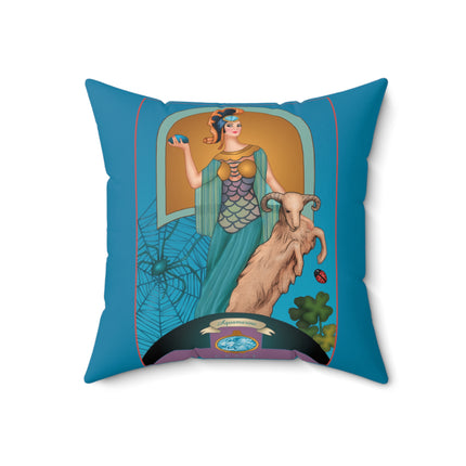 March & Aquamarine (Gem Series) by Sofia Chiostri Spun Polyester Square Pillow