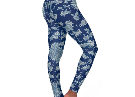 Blue Flower Pattern by Owen Jones High Waisted Yoga Leggings (AOP)