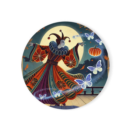 Court Magician with Ghost Butterflies Cork Back Coaster