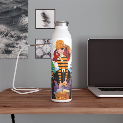 Moonlit Pirate Halloween Slim Water Bottle