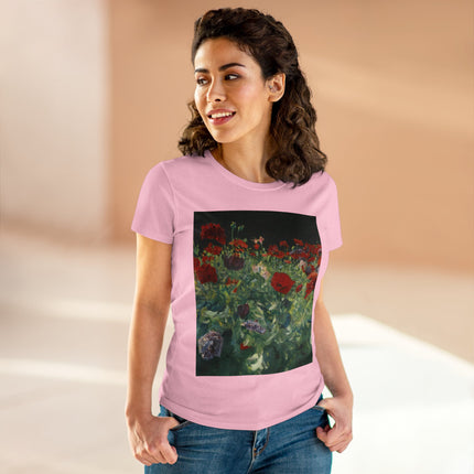 Poppies (A Study of Poppies for Carnation, Lily, Lily, Rose) by John Singer Sargent Women's Midweight Cotton Tee