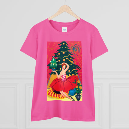 Art Deco Christmas Enchantment Women's Midweight Cotton Tee