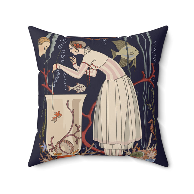 L'Etourdissant Petit Poisson (The Dazzling Little Fish) by George Barbier Spun Polyester Square Pillow