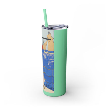 Costume de Yacht by George Barbier Skinny Tumbler with Straw, 20oz