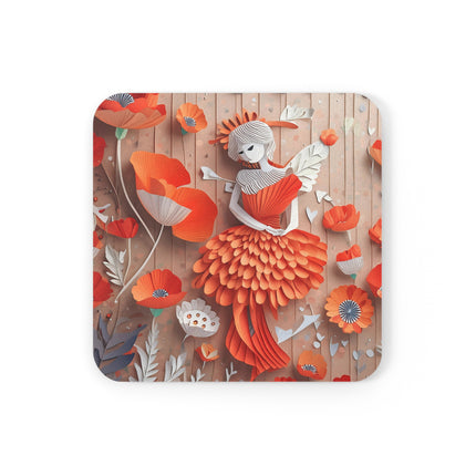 Poppy Fairy Cork Back Coaster