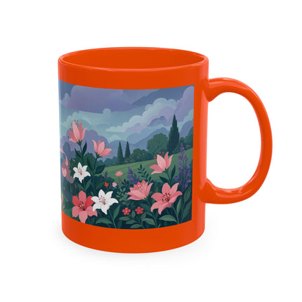 🌹💌 The Lady Blowing Kisses In The Rose Garden Ceramic Mug – Art Deco Floral Romance