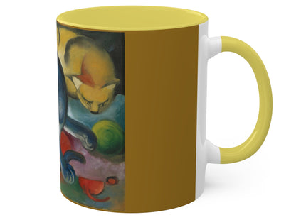 Two Cats, Blue and Yellow by Franz Marc Colorful Mugs, 11oz