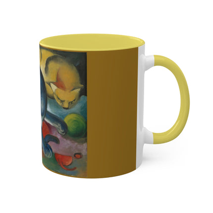 Two Cats, Blue and Yellow by Franz Marc Colorful Mugs, 11oz