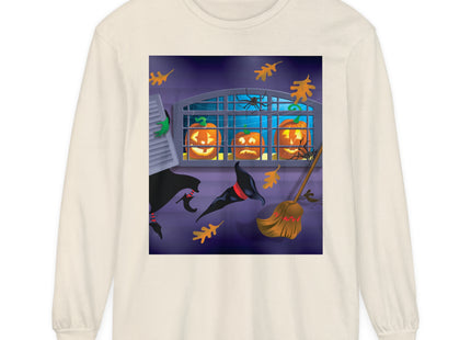 Whimsical Halloween Mischief Unisex Garment-dyed Long Sleeve T-Shirt