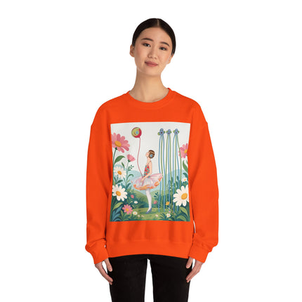🌼🎈 The Garden Balloon Dancer Crewneck Sweatshirt – Art Deco Floral Whimsy