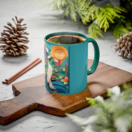 Elegant Egret Oasis Colorful Mugs (11oz, 15oz)