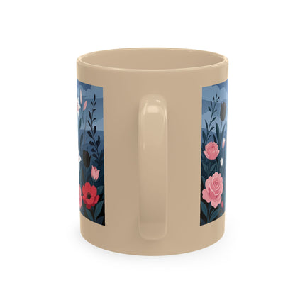 🌹🖤 The Lady Of The Midnight Rose Garden Ceramic Mug – Art Deco Floral Elegance