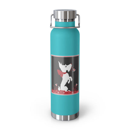 The Enchanting White Terrier with a Red Bow Copper Vacuum Insulated Bottle, 22 oz