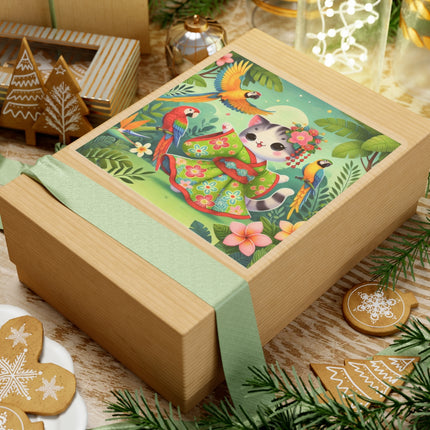 Parrot Dance of the Geisha Kitten Kiss-Cut Stickers (4 Sizes)