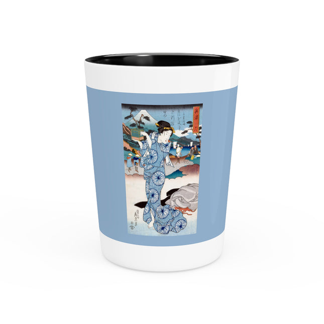 Japanese Woman Woodblock Print by Keisai Eisen Ceramic Shot Glass