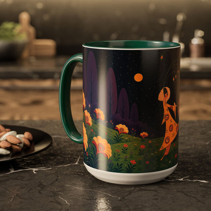 🌙🌼 The Moonlit Floral Dancer Colorful Mug – Art Deco Garden Fantasy