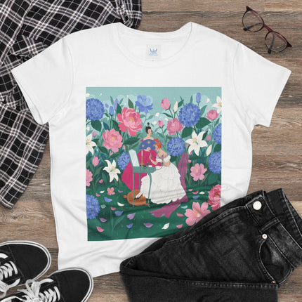 💎🌸 The Lady Of The Jeweled Garden Cotton Tee – Art Deco Floral Elegance