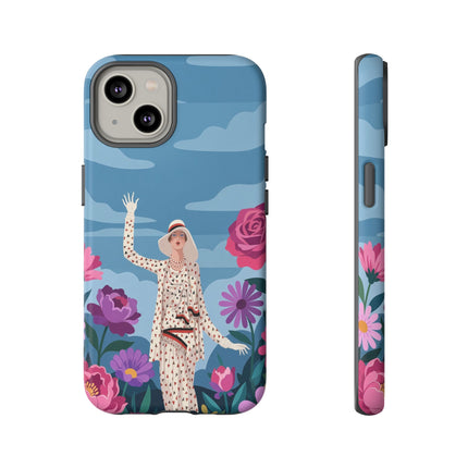 🌺👒 The Grand Flower Promenade Phone Case – Art Deco Fashion Illustration