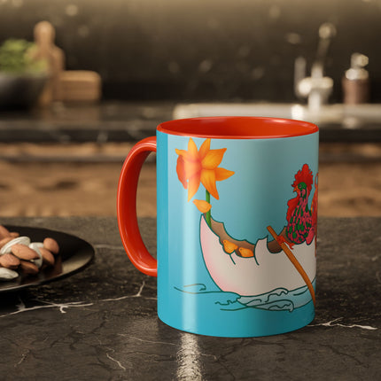 A Rooster's Seafaring Adventure Colorful Mugs, 11oz